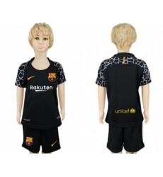 Barcelona Blank Black Goalkeeper Kid Soccer Club Jersey