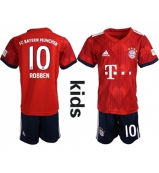 Bayern Munchen #10 Robben Home Kid Soccer Club Jersey