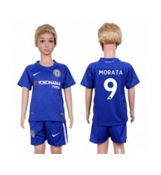 Chelsea #9 Morata Blue Home Kid Soccer Club Jersey