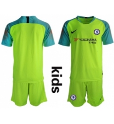 Chelsea Blank Shiny Green Goalkeeper Kid Soccer Club Jersey