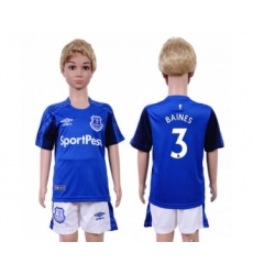 Everton #3 Baines Home Kid Soccer Club Jersey