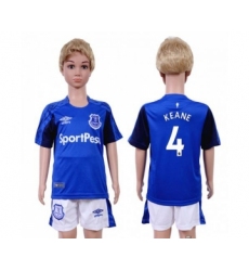 Everton #4 Keane Home Kid Soccer Club Jersey