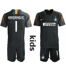 Inter Milan #1 Handanovic Black Goalkeeper Kid Soccer Club Jersey