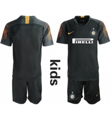 Inter Milan Blank Black Goalkeeper Kid Soccer Club Jersey
