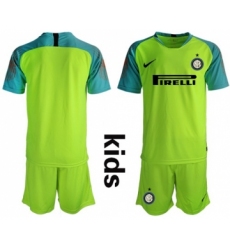 Inter Milan Blank Shiny Green Goalkeeper Kid Soccer Club Jersey