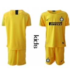 Inter Milan Blank Yellow Goalkeeper Kid Soccer Club Jersey