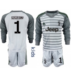 Juventus #1 Szczesny Grey Goalkeeper Long Sleeves Kid Soccer Club Jersey