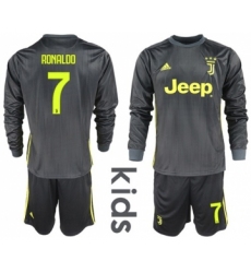 Juventus #7 Ronaldo Third Long Sleeves Kid Soccer Club Jersey