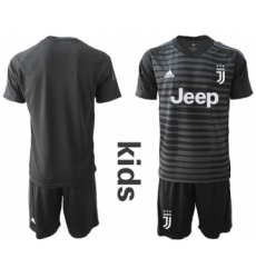 Juventus Blank Black Goalkeeper Kid Soccer Club Jersey
