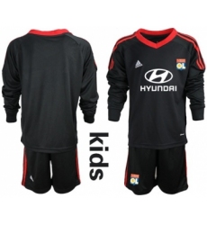 Lyon Blank Black Goalkeeper Long Sleeves Kid Soccer Club Jersey