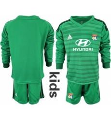 Lyon Blank Green Goalkeeper Long Sleeves Kid Soccer Club Jersey
