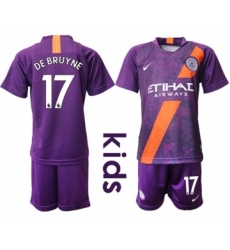 Manchester City #17 De Bruyne Third Kid Soccer Club Jersey