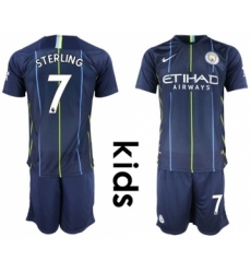 Manchester City #7 Sterling Away Kid Soccer Club Jersey