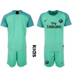 Paris Saint Germain Blank Green Goalkeeper Kid Soccer Club Jersey