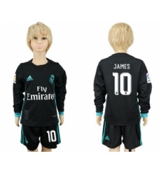 Real Madrid #10 James Away Long Sleeves Kid Soccer Club Jersey