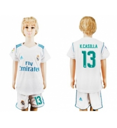 Real Madrid #13 K.Casilla White Home Kid Soccer Club Jersey