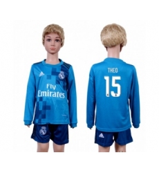 Real Madrid #15 Theo Sec Away Long Sleeves Kid Soccer Club Jersey