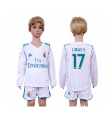 Real Madrid #17 Lucas V. Home Long Sleeves Kid Soccer Club Jersey