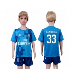 Real Madrid #33 Campeones Sec Away Kid Soccer Club Jersey