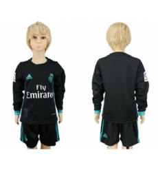Real Madrid Blank Away Long Sleeves Kid Soccer Club Jersey