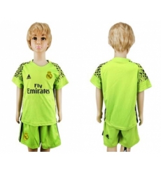 Real Madrid Blank Shiny Green Goalkeeper Kid Soccer Club Jersey