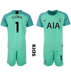 Tottenham Hotspur #1 Lloris Green Goalkeeper Kid Soccer Club Jersey