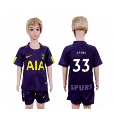 Tottenham Hotspur #33 Davies Sec Away Kid Soccer Club Jersey
