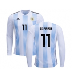 Argentina #11 Di Maria Home Long Sleeves Kid Soccer Country Jersey
