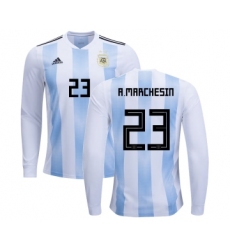 Argentina #23 A.Marchesin Home Long Sleeves Kid Soccer Country Jersey
