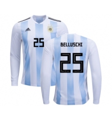Argentina #25 Belluschi Home Long Sleeves Kid Soccer Country Jersey