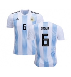 Argentina #6 Insua Home Kid Soccer Country Jersey