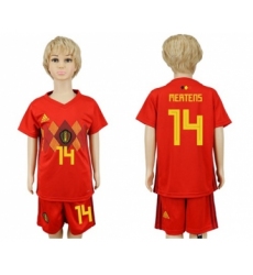 Belgium #14 Mertens Red Home Kid Soccer Country Jersey