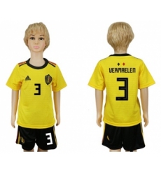 Belgium #3 Vermaelen Away Kid Soccer Country Jersey