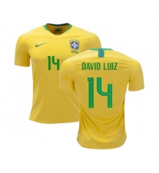 Brazil #14 David Luiz Home Kid Soccer Country Jersey