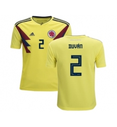 Colombia #2 Duvan Home Kid Soccer Country Jersey