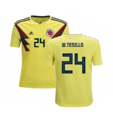 Colombia #24 W.Tesillo Home Kid Soccer Country Jersey
