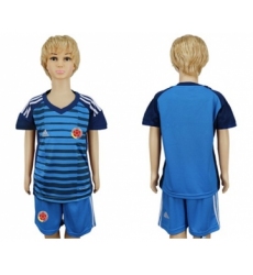 Colombia Blank Blue Goalkeeper Kid Soccer Country Jersey