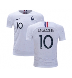France #10 Lacazzete Away Kid Soccer Country Jersey