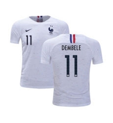 France #11 Dembele Away Kid Soccer Country Jersey