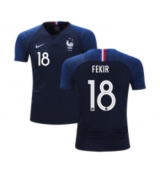 France #18 Fekir Home Kid Soccer Country Jersey