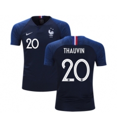 France #20 Thauvin Home Kid Soccer Country Jersey