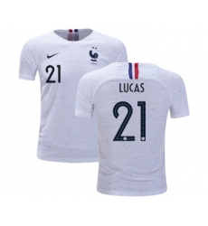 France #21 Lucas Away Kid Soccer Country Jersey