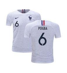 France #6 Pogba Away Kid Soccer Country Jersey