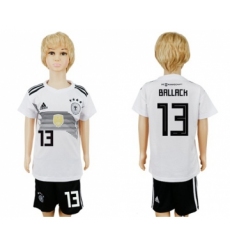 Germany #13 Ballack White Home Kid Soccer Country Jersey