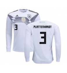 Germany #3 Plattenhardt Home Long Sleeves Kid Soccer Country Jersey