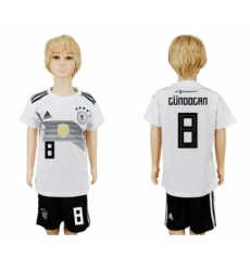 Germany #8 Gundogan White Home Kid Soccer Country Jersey