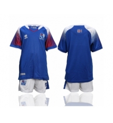 Iceland Blank Home Kid Soccer Country Jersey