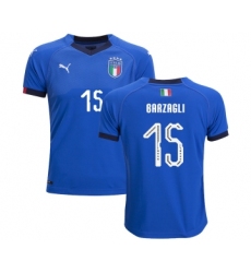Italy #15 Barzagli Home Kid Soccer Country Jersey