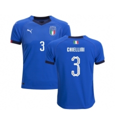 Italy #3 Chiellini Home Kid Soccer Country Jersey