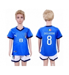 Italy #8 Gagliardini Home Kid Soccer Country Jersey